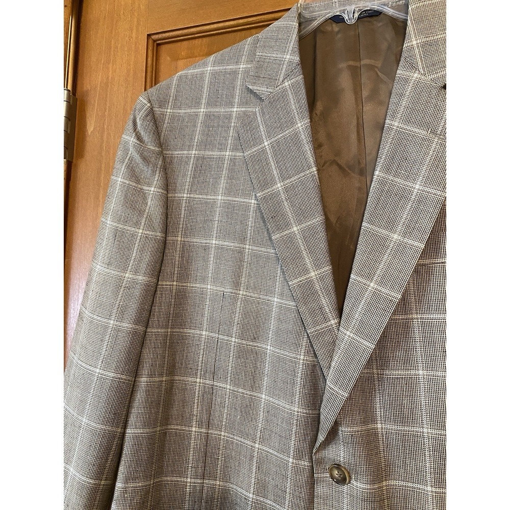 Brooks Brothers 42R Madison E.Thomas Silk Linen Wool Blazer Business Windowpane